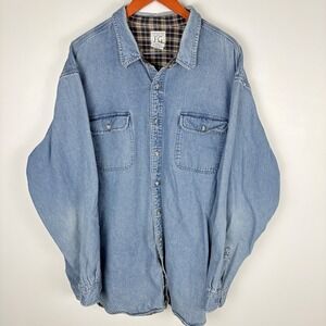 Field Gear Denim Shirt Mens XXXL Long Sleeve Plaid Lined Work Casual